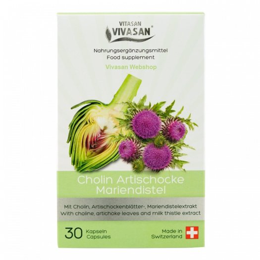 Choline Artischoke Milk thistle capsules Vivasan - Vivasan ...